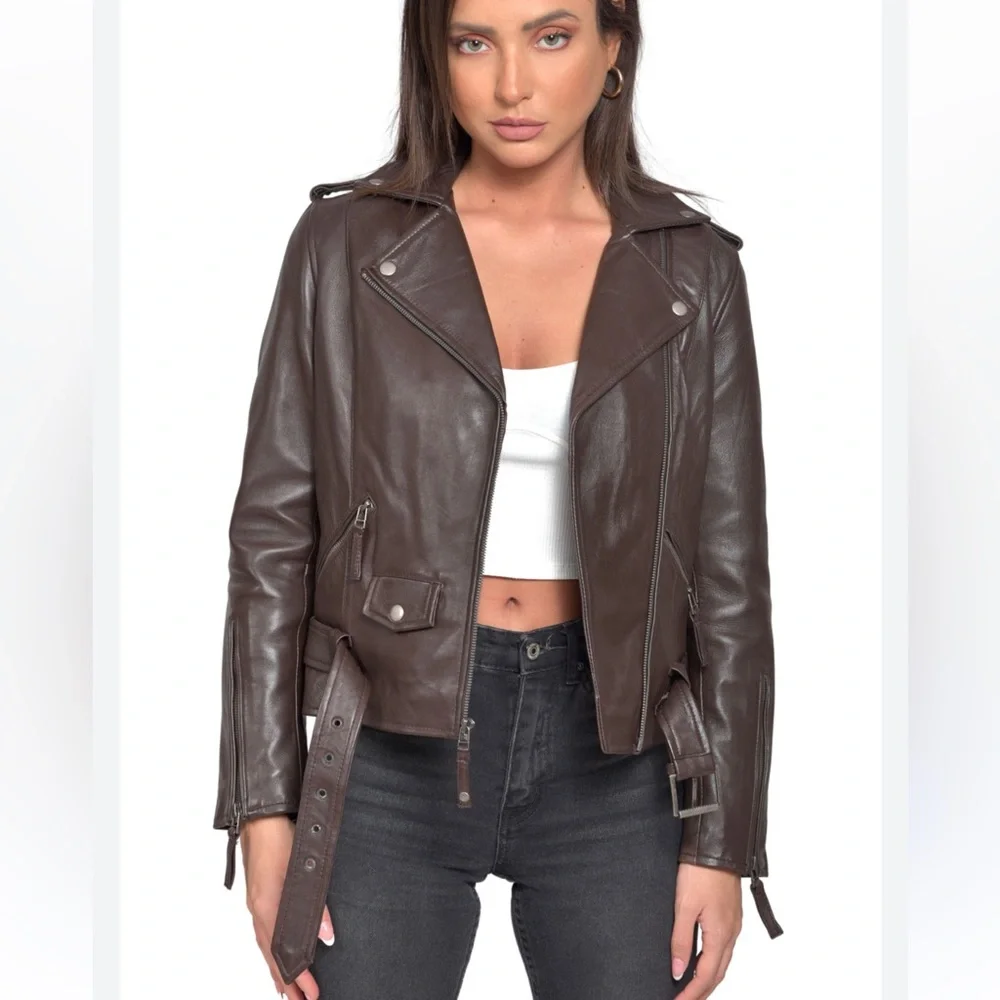 Rezrekshn bu Esther Chen woman leather moto jacket